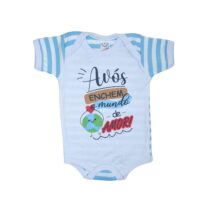 BODY MANGA CURTA SUEDINE ESTAMPA LISTRADA COM FRASE