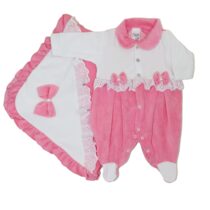 SAIDA DE MATERNIDADE PLUSH FEM COM LAÇO