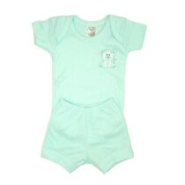 CONJ. BODY M/CURTA SUEDINE CANELADO C/ SHORTS UNISEX (2PCS)