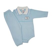 CONJ.BODY SUED. M/LONGA C/CULOTE GOLA POLO (BORD.) (2PÇS)