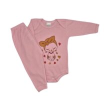 CONJ. BODY M/LONGA SUEDINE CANELADO EST. (2 PCS)