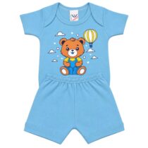CONJ. BODY SUED M/CURTA C/ SHORTS SILK (2PCS)